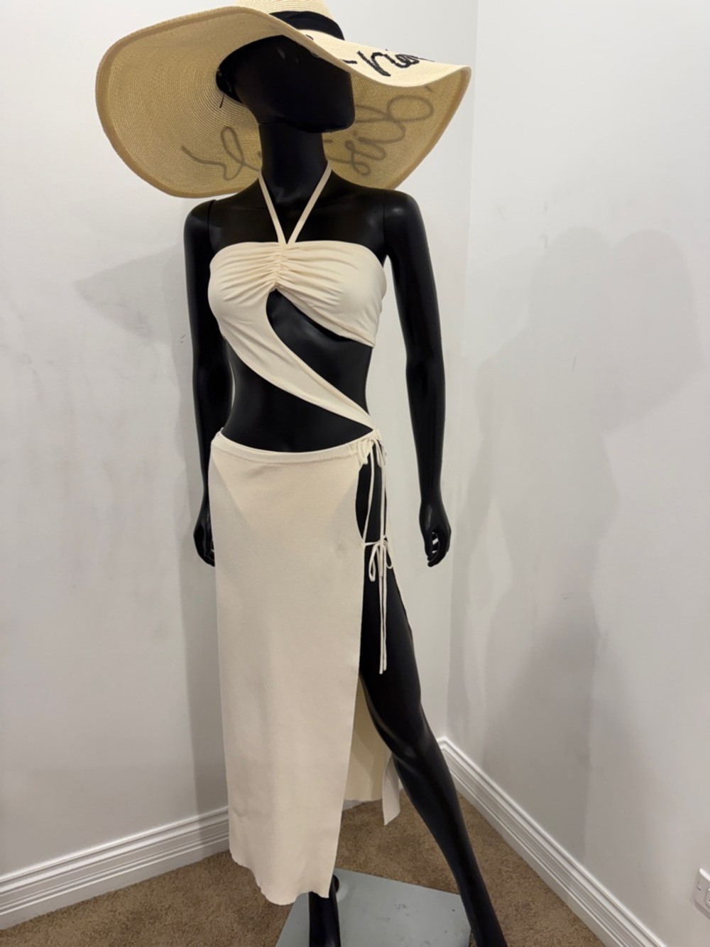 Magda Butrym Ivory Cut-Out Knit Set – Halter Top & Wrap Skirt EU 36 / US 4